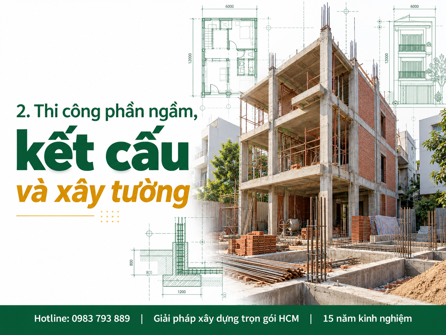 Thi công móng, kết cấu bê tông cốt thép và xây tường nhà dân dụng đúng kỹ thuật Nguyên Phát (NP Group)