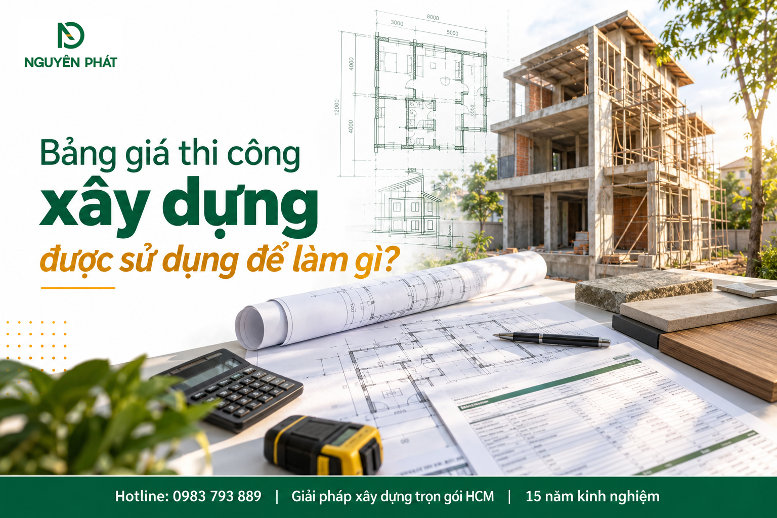 Bảng giá thi công xây dựng nhà ở và dự toán chi phí - Nguyên Phát (NP Group)