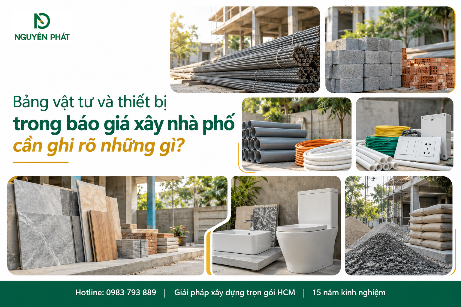 Bảng vật tư thiết bị xây nhà phố rõ ràng - Nguyên Phát (NP Group)