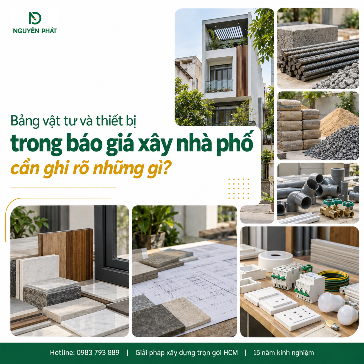 Bảng vật tư và thiết bị xây nhà phố Nguyên Phát (NP Group)