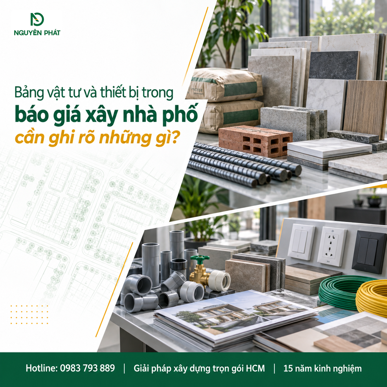 Bảng vật tư và thiết bị xây nhà phố trong báo giá - Nguyên Phát (NP Group)
