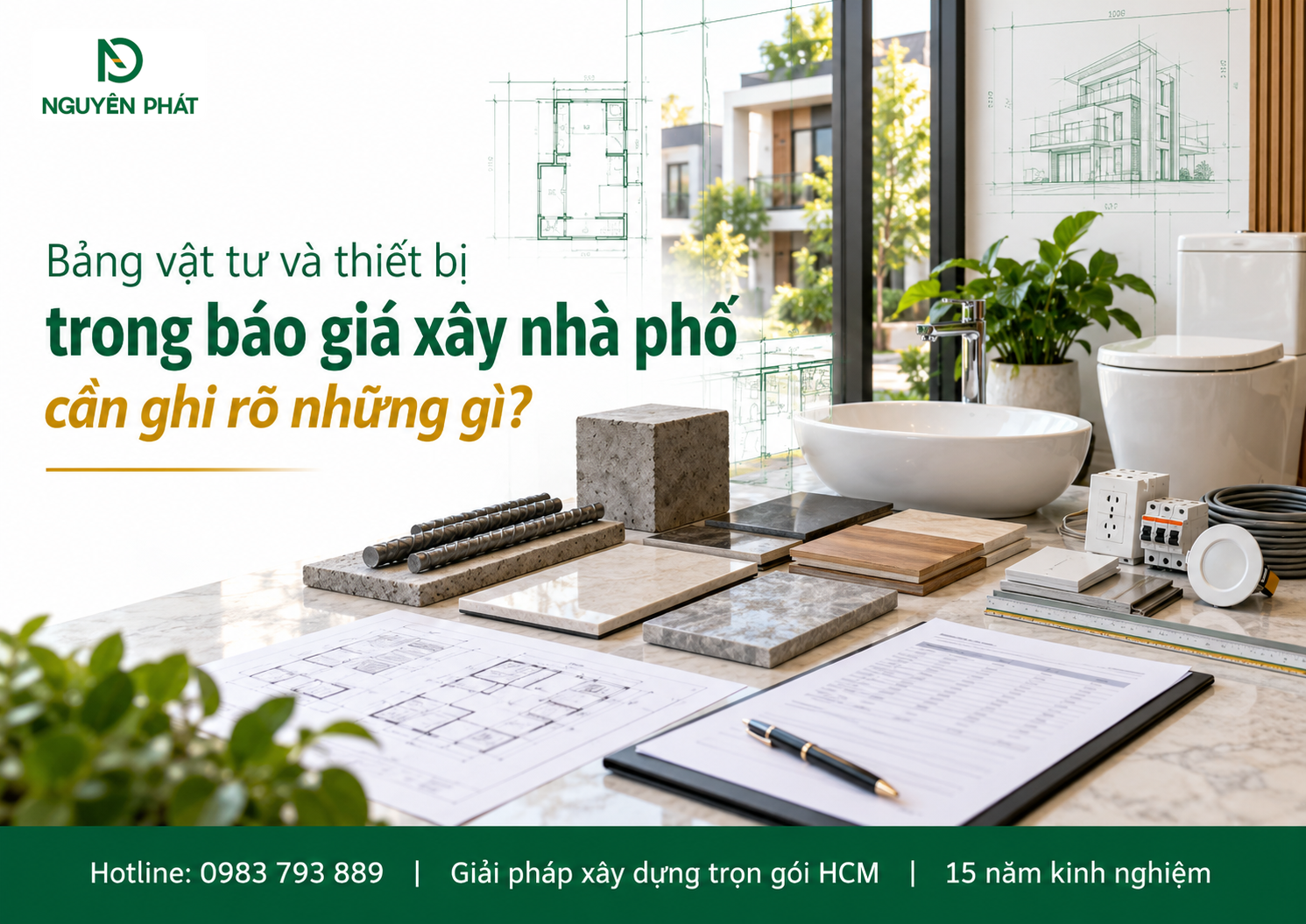Bảng vật tư và thiết bị xây nhà phố chi tiết - Nguyên Phát (NP Group)
