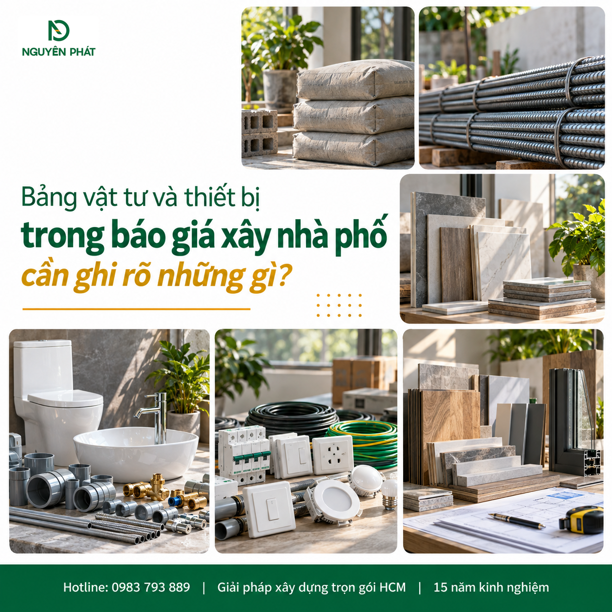 Bảng vật tư và thiết bị xây nhà phố - Nguyên Phát (NP Group)