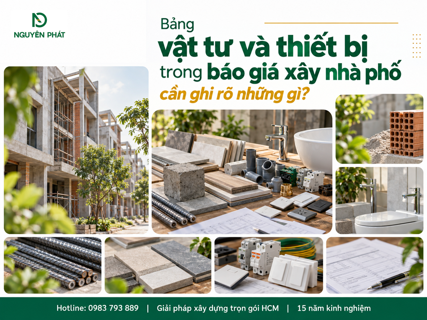 Bảng vật tư và thiết bị trong báo giá xây nhà phố - Nguyên Phát (NP Group)