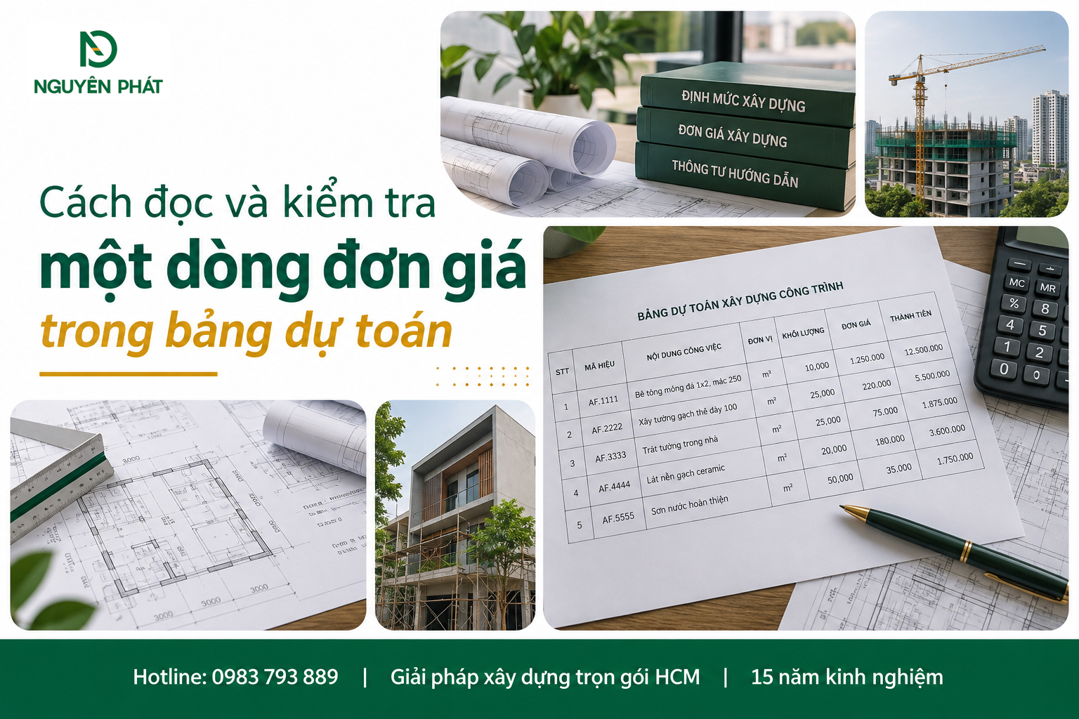 Cách đọc và kiểm tra đơn giá trong bảng dự toán xây dựng - Nguyên Phát (NP Group)