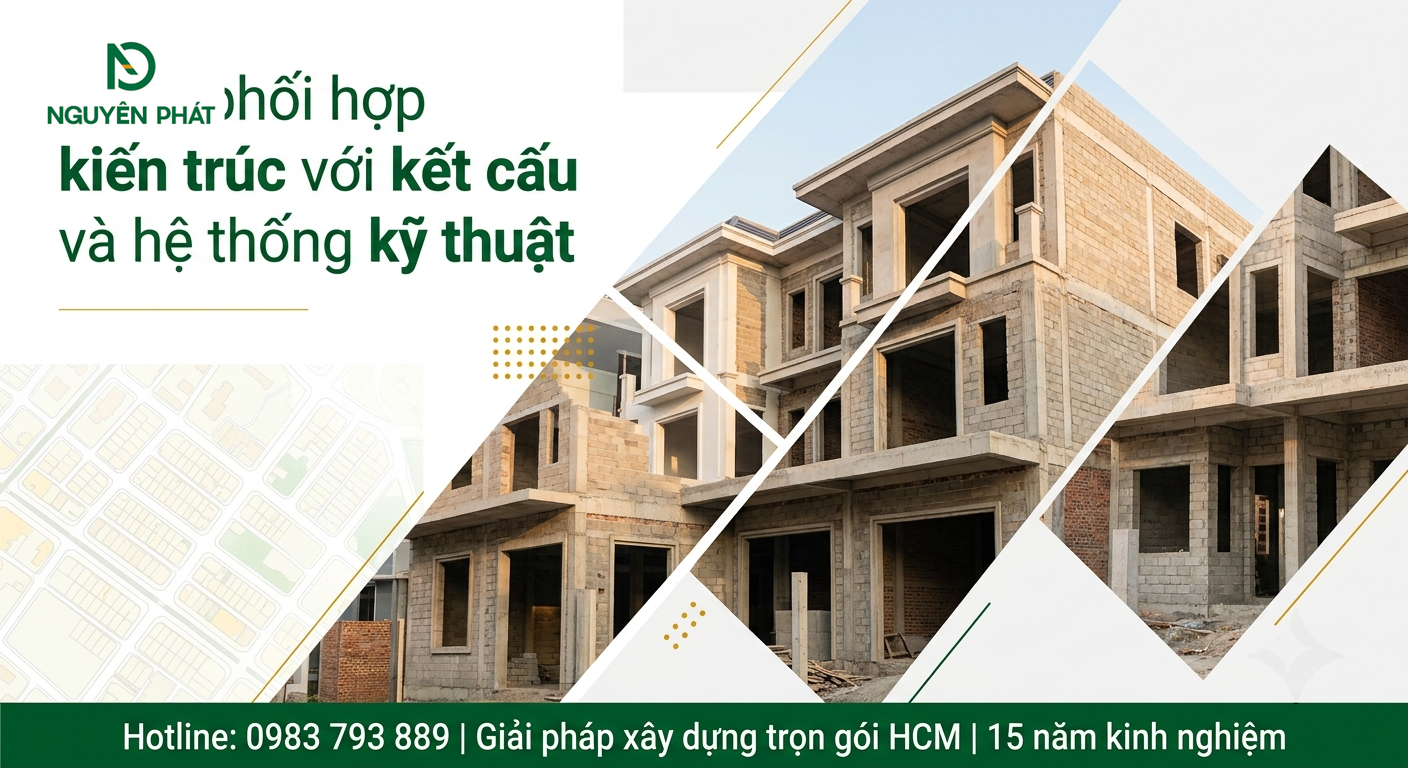 Phối hợp kiến trúc với kết cấu và hệ thống kỹ thuật nhà phố - Nguyên Phát (NP Group)