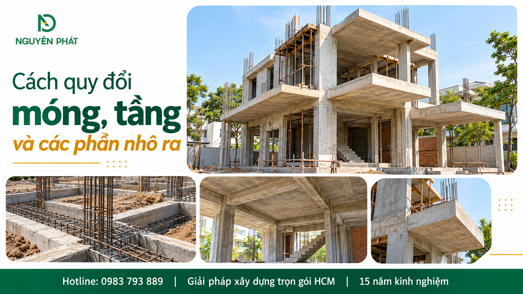 Quy đổi diện tích móng, tầng và ban công khi tính diện tích xây dựng nhà 2 tầng Nguyên Phát (NP Group)