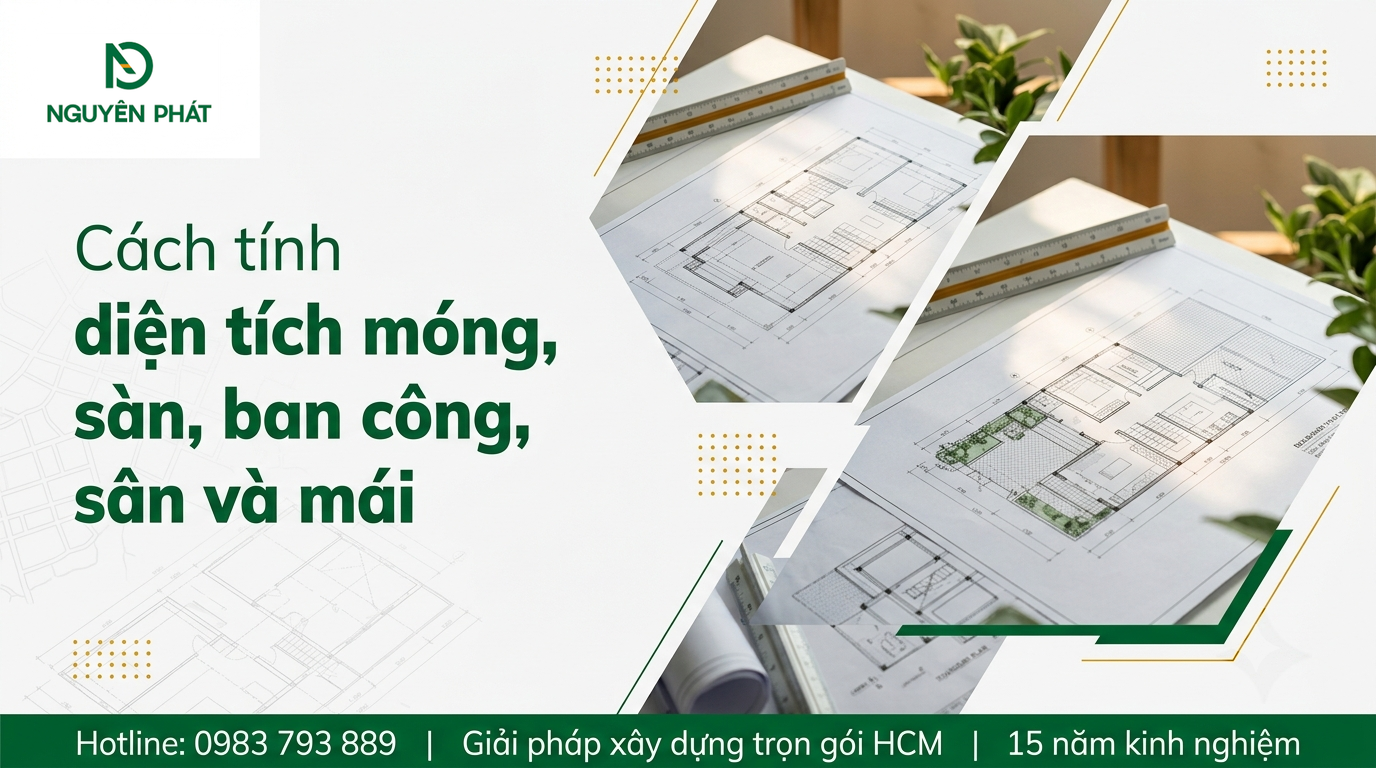 Cách tính diện tích móng, sàn, ban công và mái nhà phố - Nguyên Phát (NP Group)