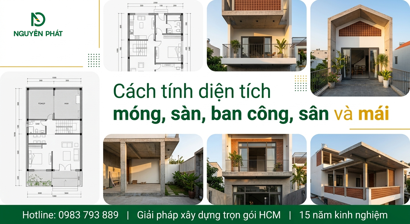 Cách tính diện tích móng sàn ban công sân và mái nhà phố - Nguyên Phát (NP Group)
