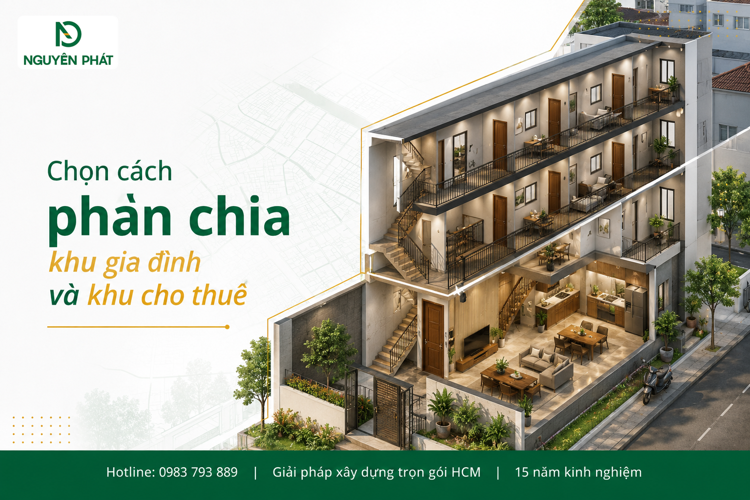Chọn cách phân chia khu gia đình và khu cho thuê