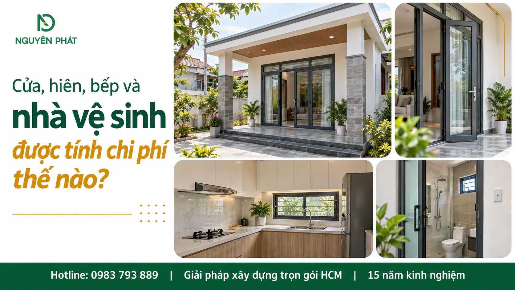 Các hạng mục cửa, hiên, bếp và nhà vệ sinh trong dự toán hoàn thiện nhà cấp 4 - Nguyên Phát (NP Group)