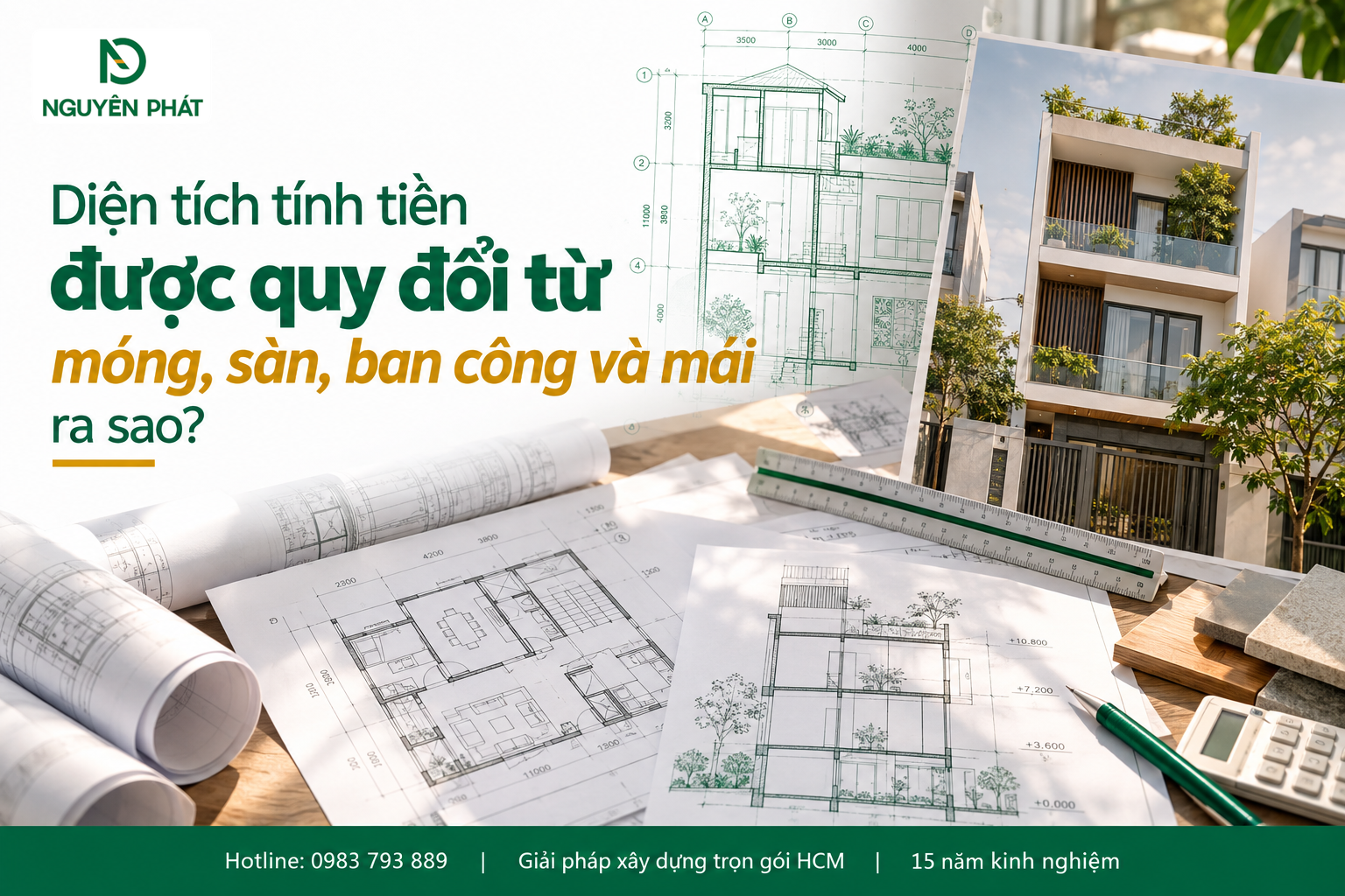 Bản tính diện tích xây dựng nhà phố theo từng hạng mục kỹ thuật - Nguyên Phát (NP Group)