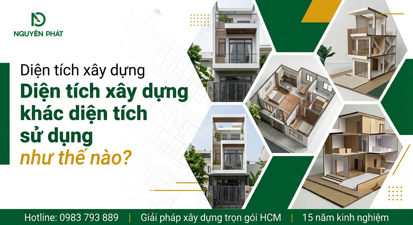 Phân biệt diện tích xây dựng và diện tích sử dụng nhà phố - Nguyên Phát (NP Group)