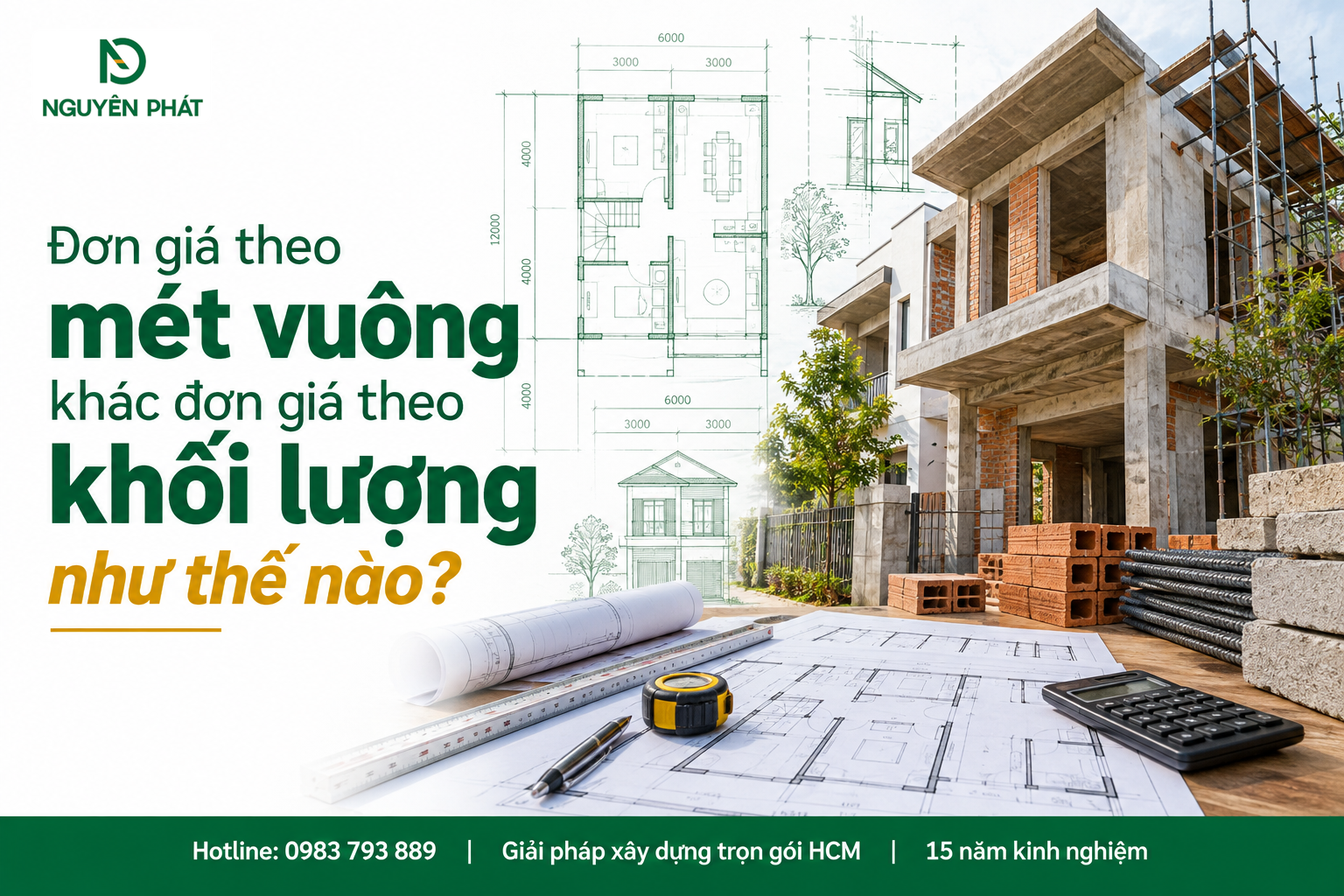 Đơn giá xây dựng theo mét vuông và khối lượng công trình - Nguyên Phát (NP Group)
