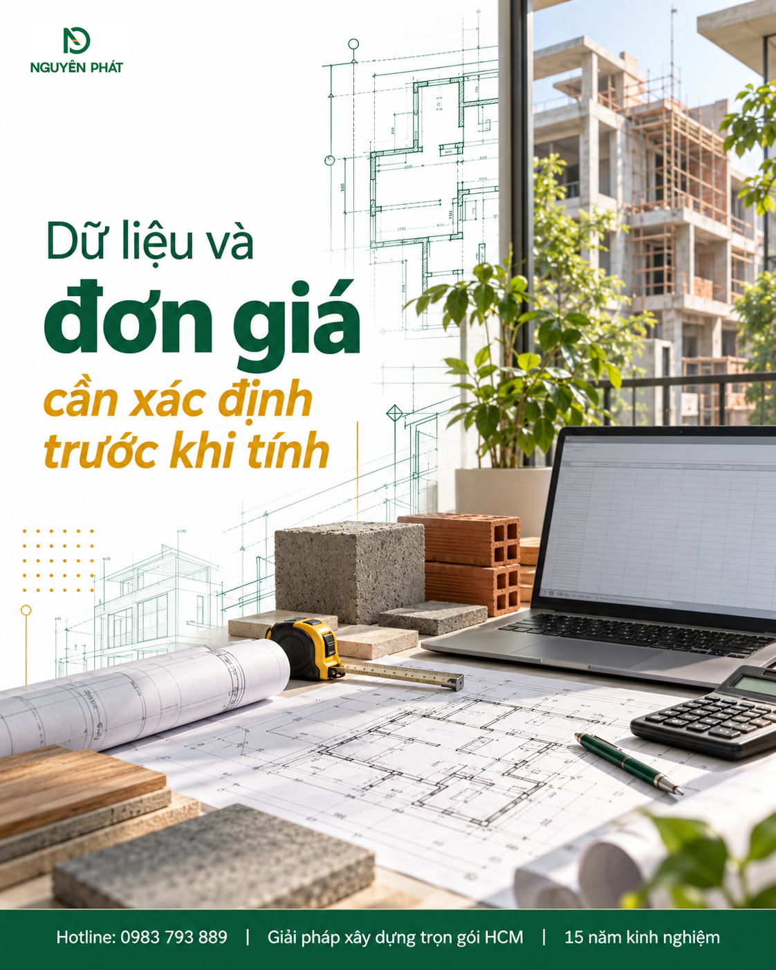 Dữ liệu diện tích và đơn giá xây nhà phần thô - Nguyên Phát (NP Group)