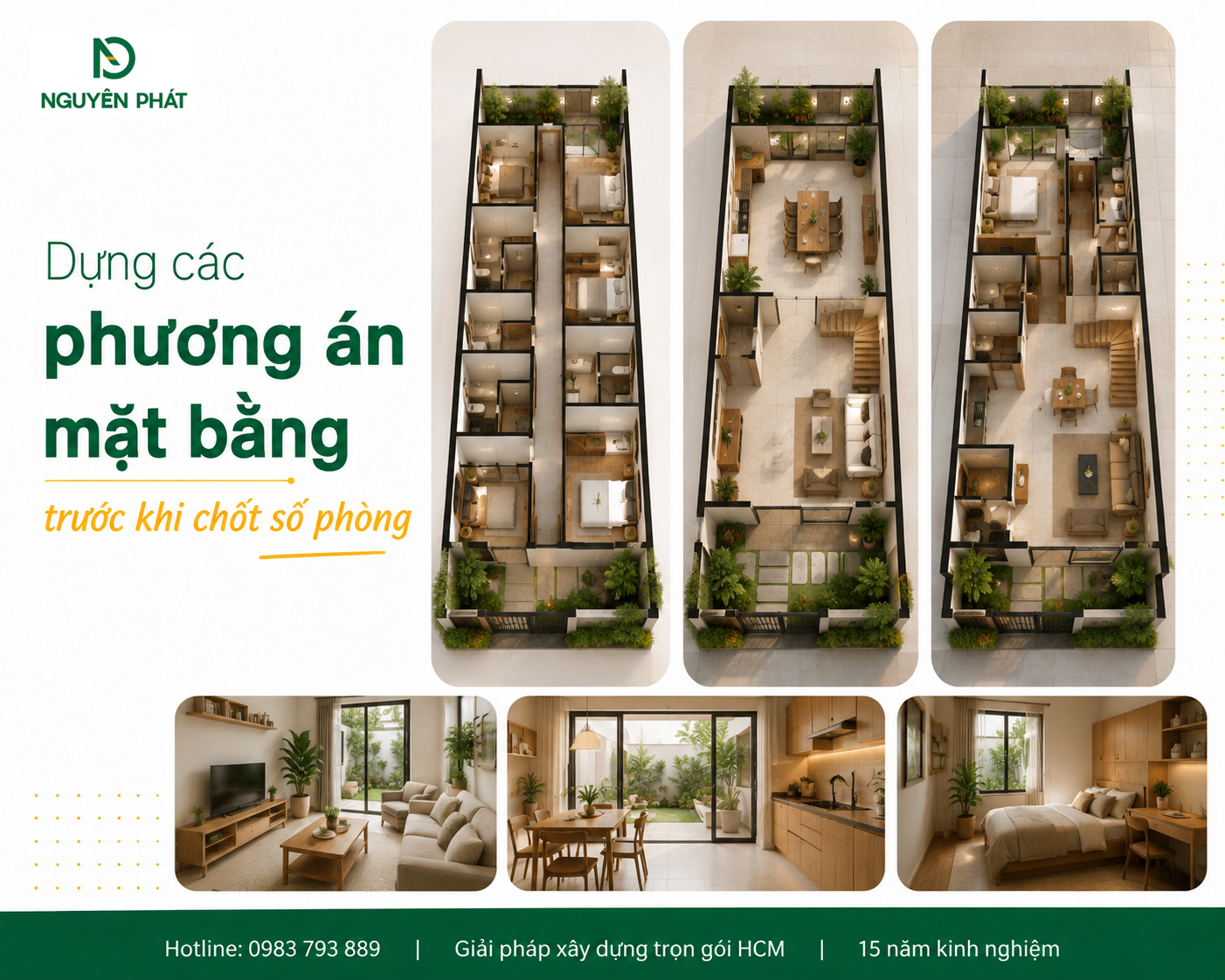 Dựng các phương án mặt bằng trước khi chốt số phòng