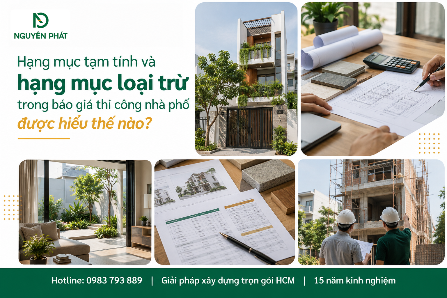 Hạng mục tạm tính và loại trừ trong báo giá nhà phố - Nguyên Phát (NP Group)