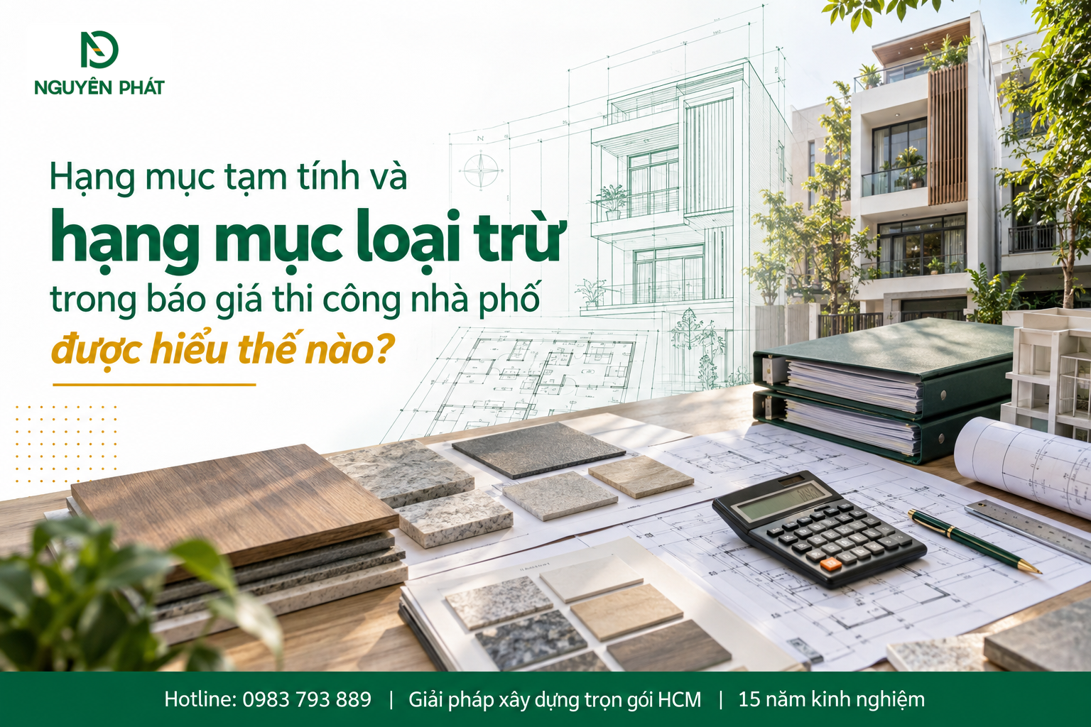 Hạng mục tạm tính và loại trừ trong báo giá nhà phố - Nguyên Phát (NP Group)