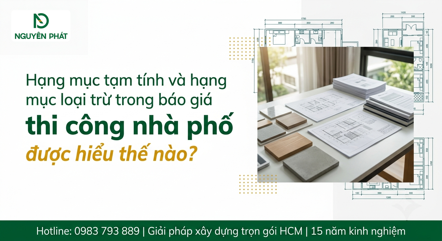 Hạng mục tạm tính và loại trừ trong báo giá nhà phố - Nguyên Phát (NP Group)
