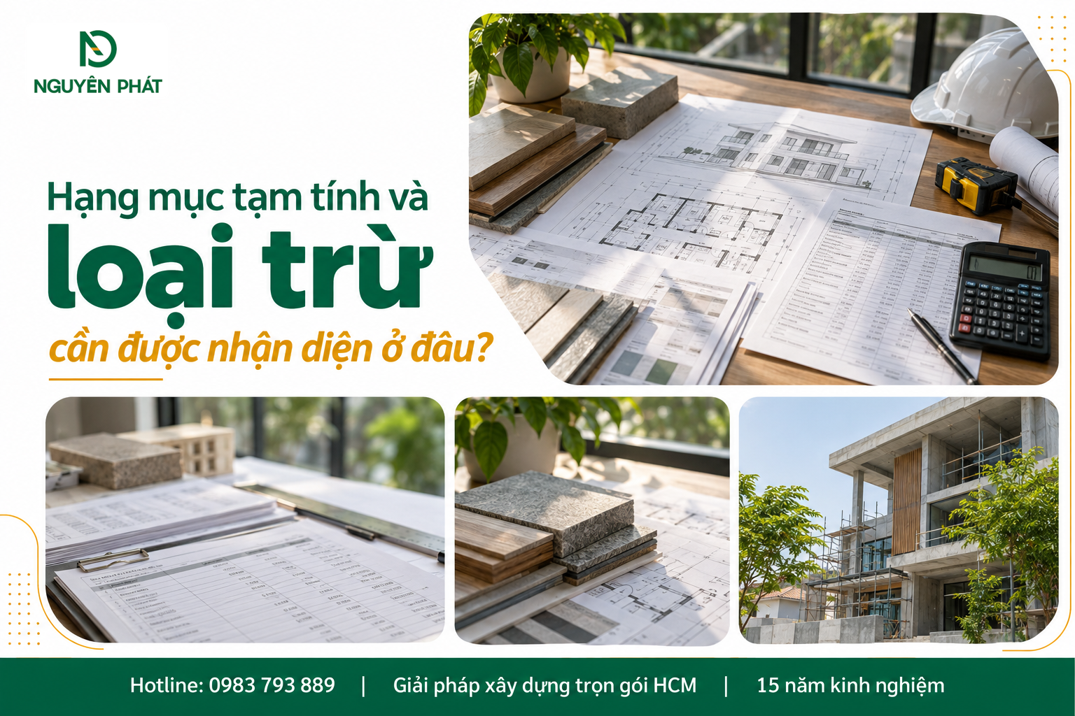 Hạng mục tạm tính và loại trừ trong báo giá xây nhà Nguyên Phát (NP Group)