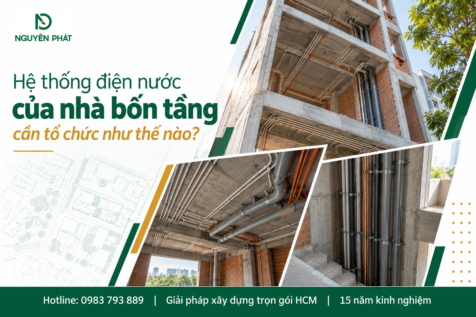 Hệ thống điện nước nhà phố 4 tầng được tổ chức khoa học - Nguyên Phát (NP Group)