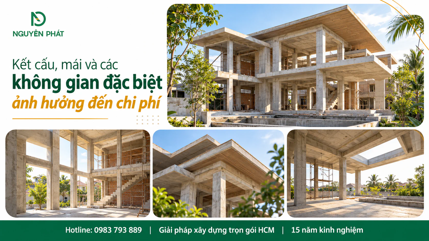 Kết cấu bê tông, hệ mái và không gian kiến trúc biệt thự ảnh hưởng đến chi phí thi công - Nguyên Phát (NP Group)
