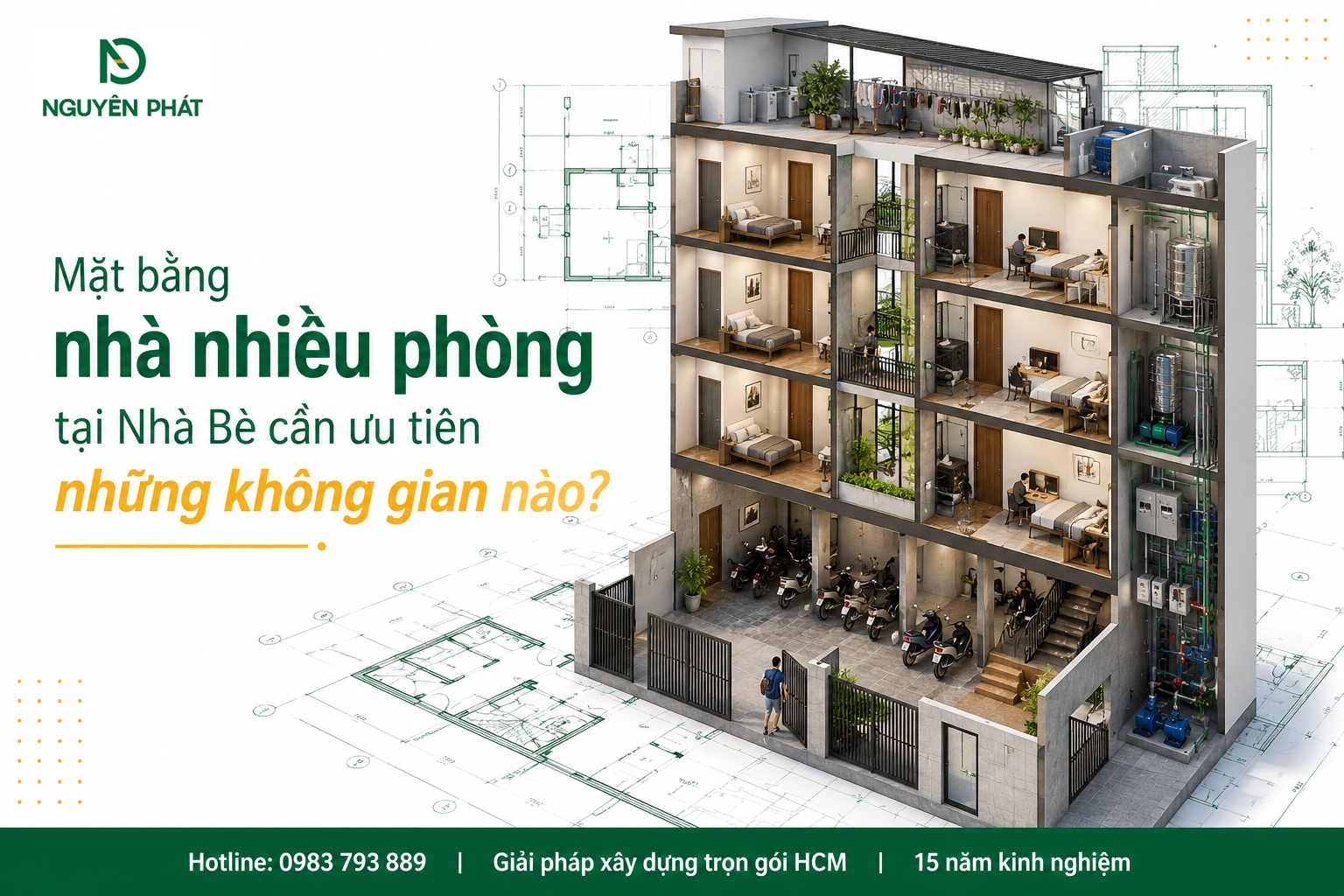 Mặt bằng nhà nhiều phòng tại Nhà Bè cần ưu tiên những không gian nào?