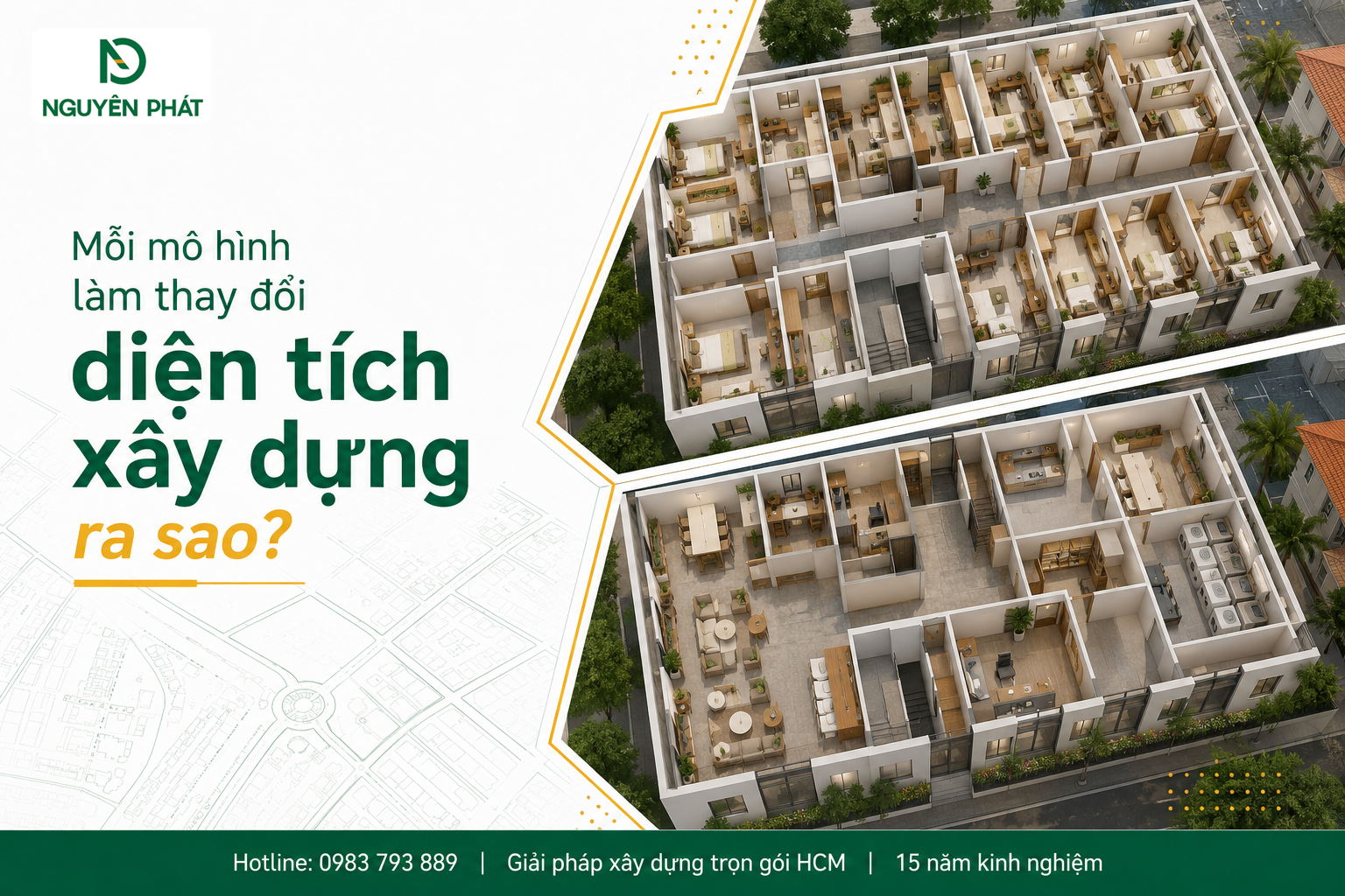 Mỗi mô hình làm thay đổi diện tích xây dựng ra sao?