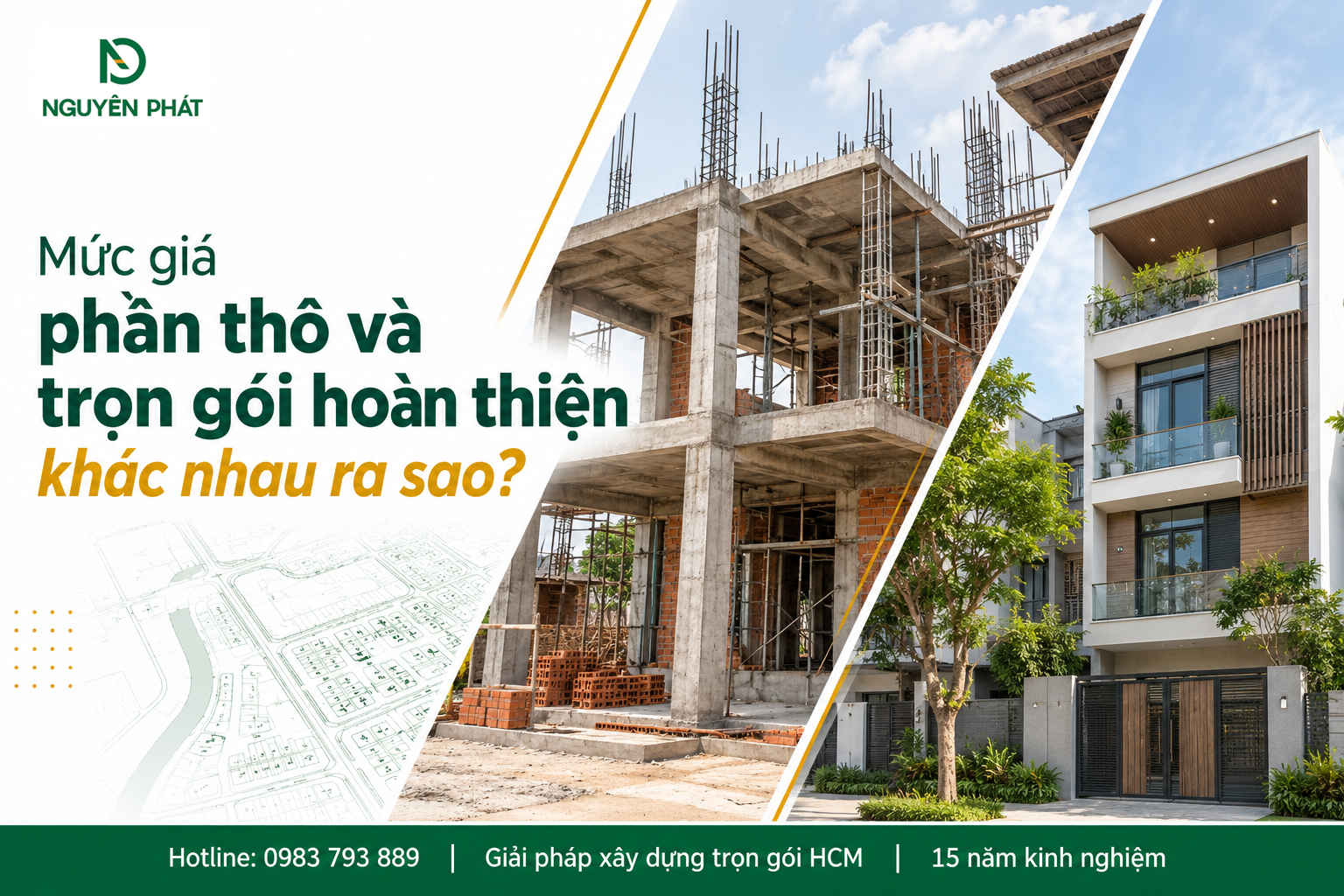 So sánh giá phần thô và xây nhà trọn gói hoàn thiện - Nguyên Phát (NP Group)