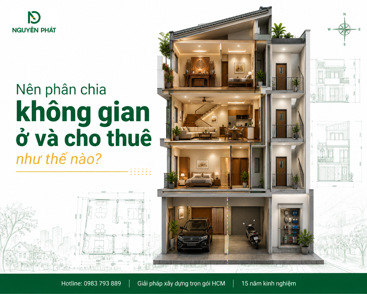 Nên phân chia không gian ở và cho thuê như thế nào?