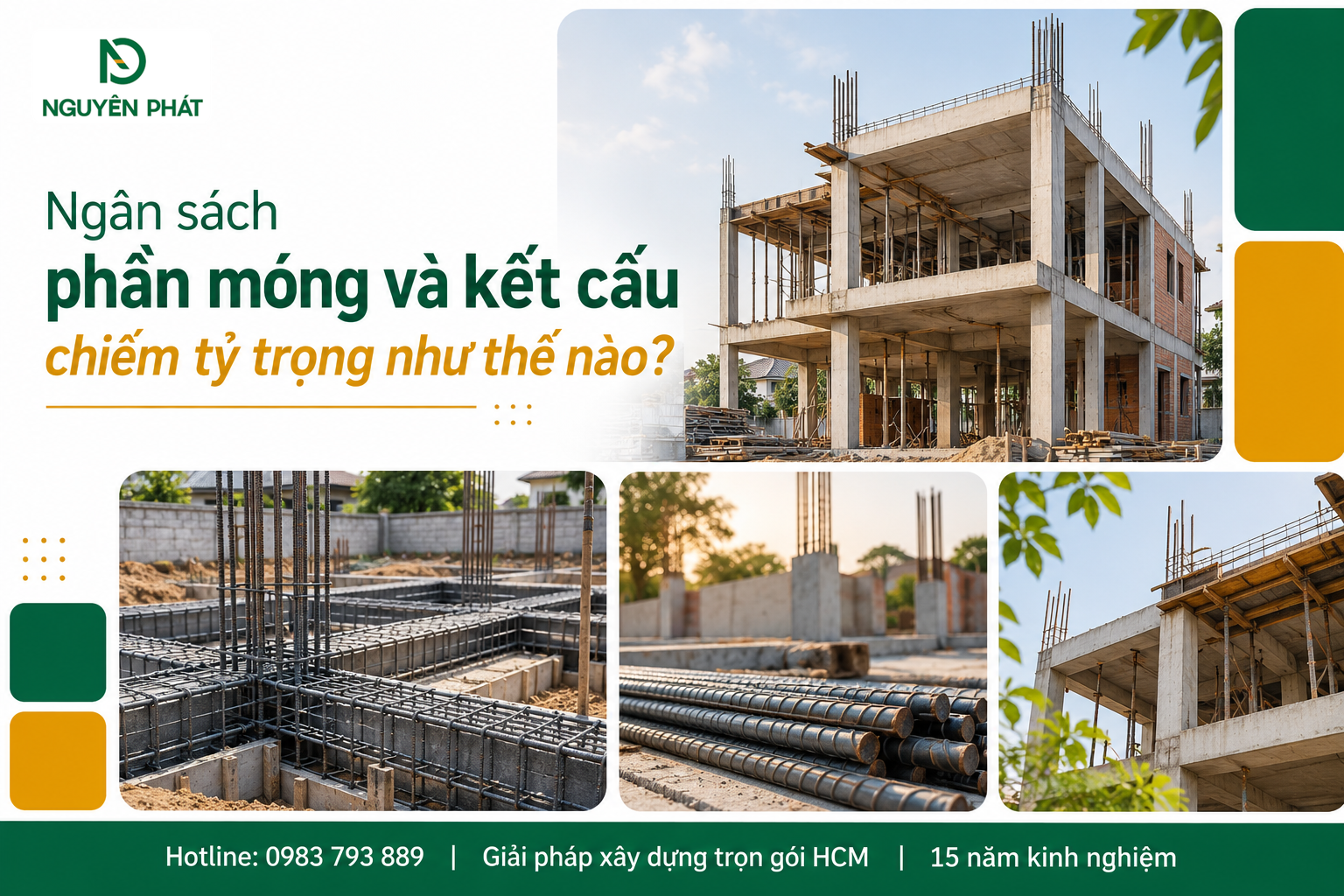 Ngân sách phần móng và kết cấu nhà phố 2 tầng - Nguyên Phát (NP Group)