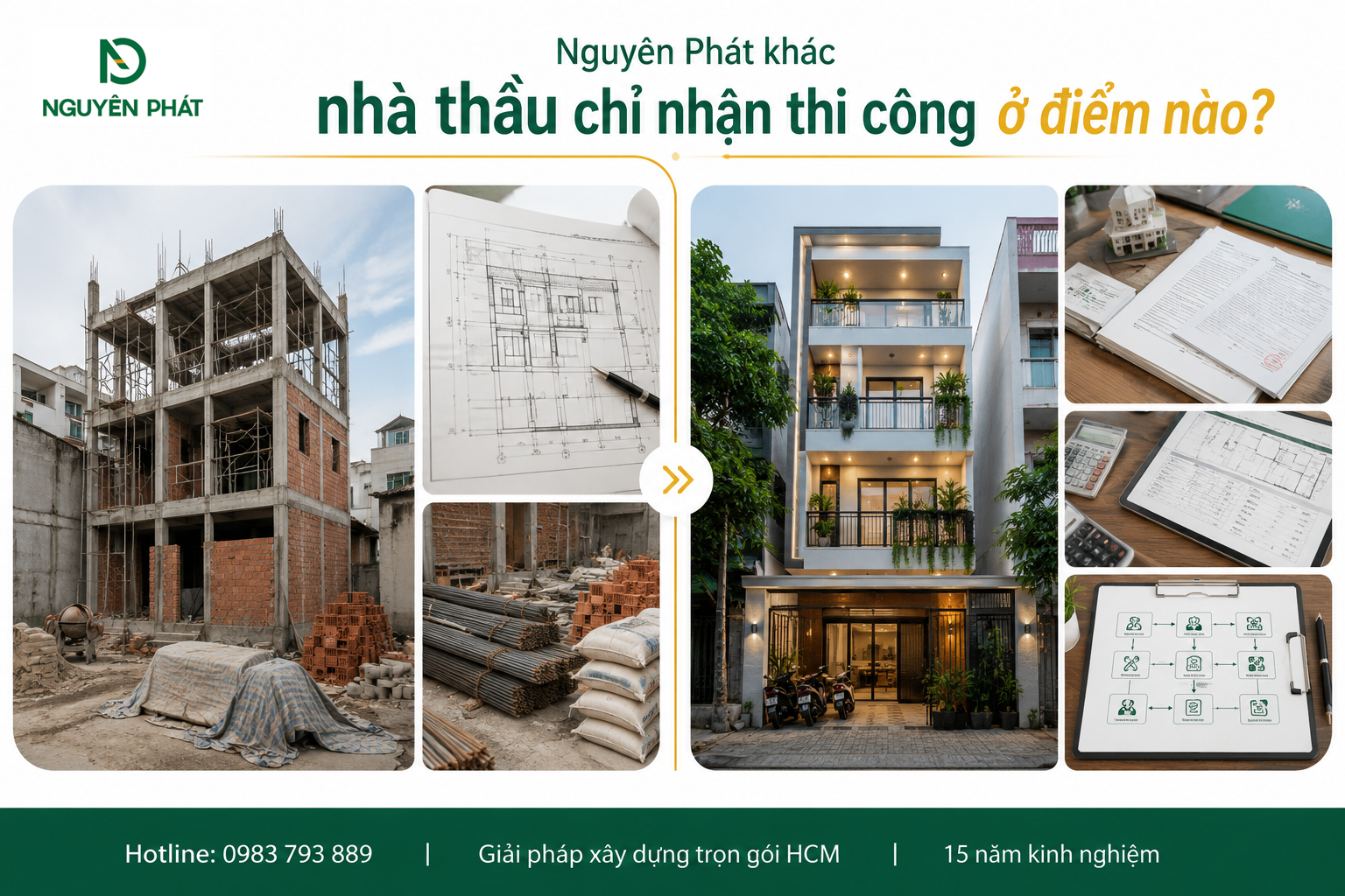 Nguyên Phát khác nhà thầu chỉ nhận thi công ở điểm nào?