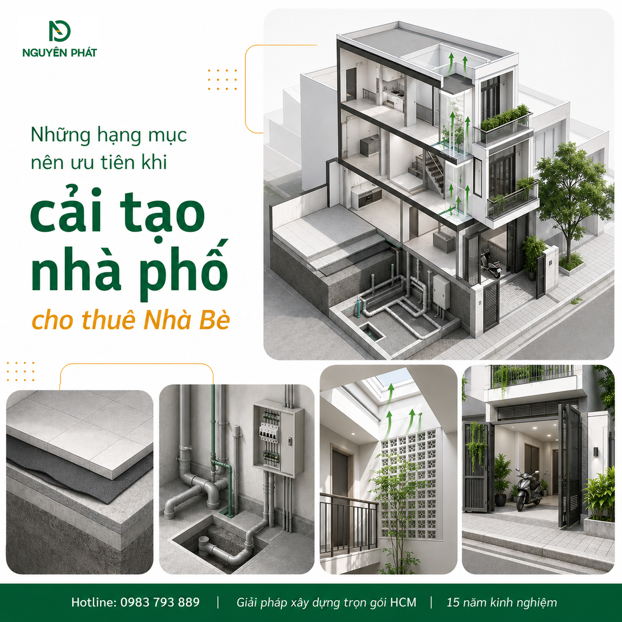 Những hạng mục nên ưu tiên khi cải tạo nhà phố cho thuê Nhà Bè