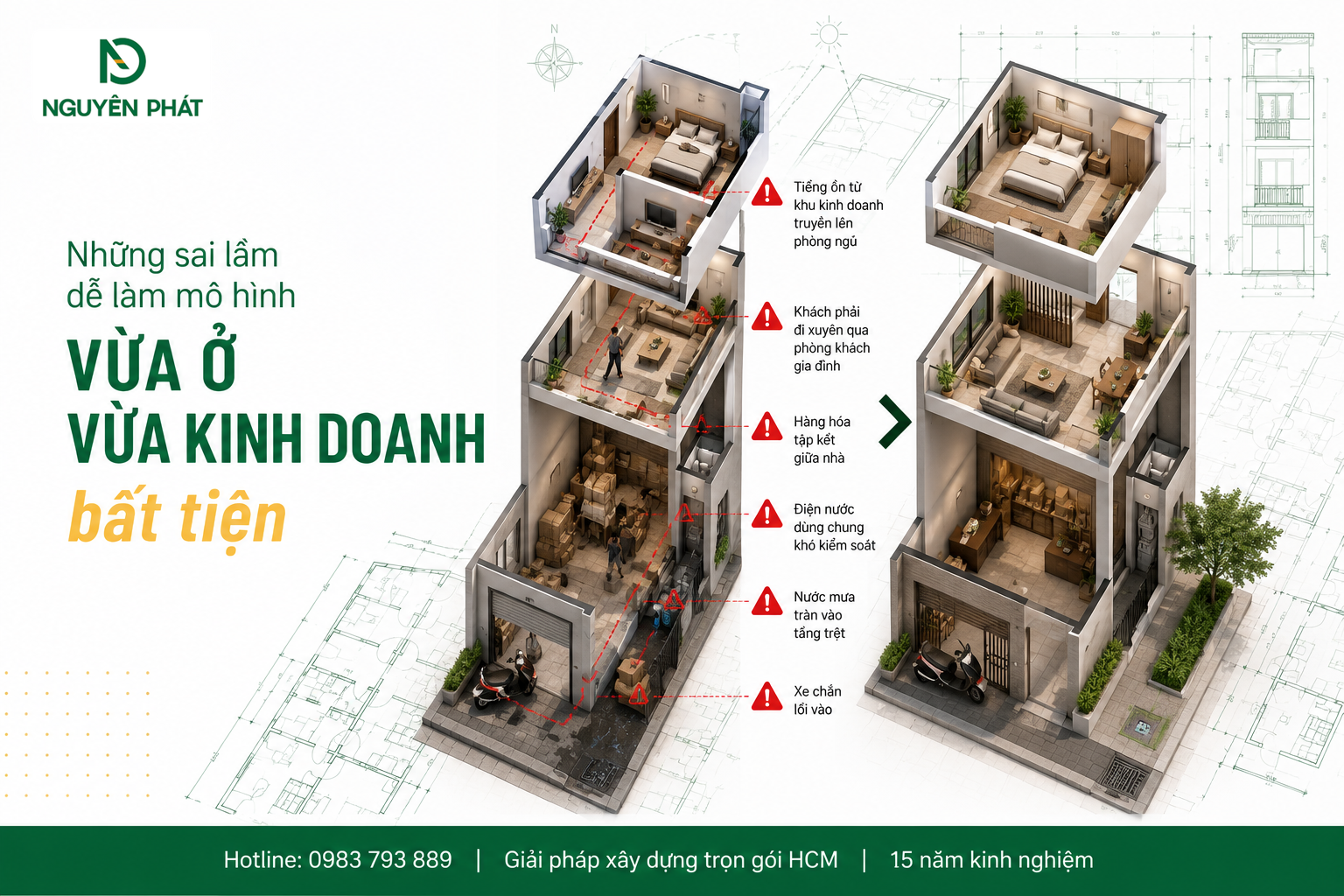 Những sai lầm dễ làm mô hình vừa ở vừa kinh doanh bất tiện