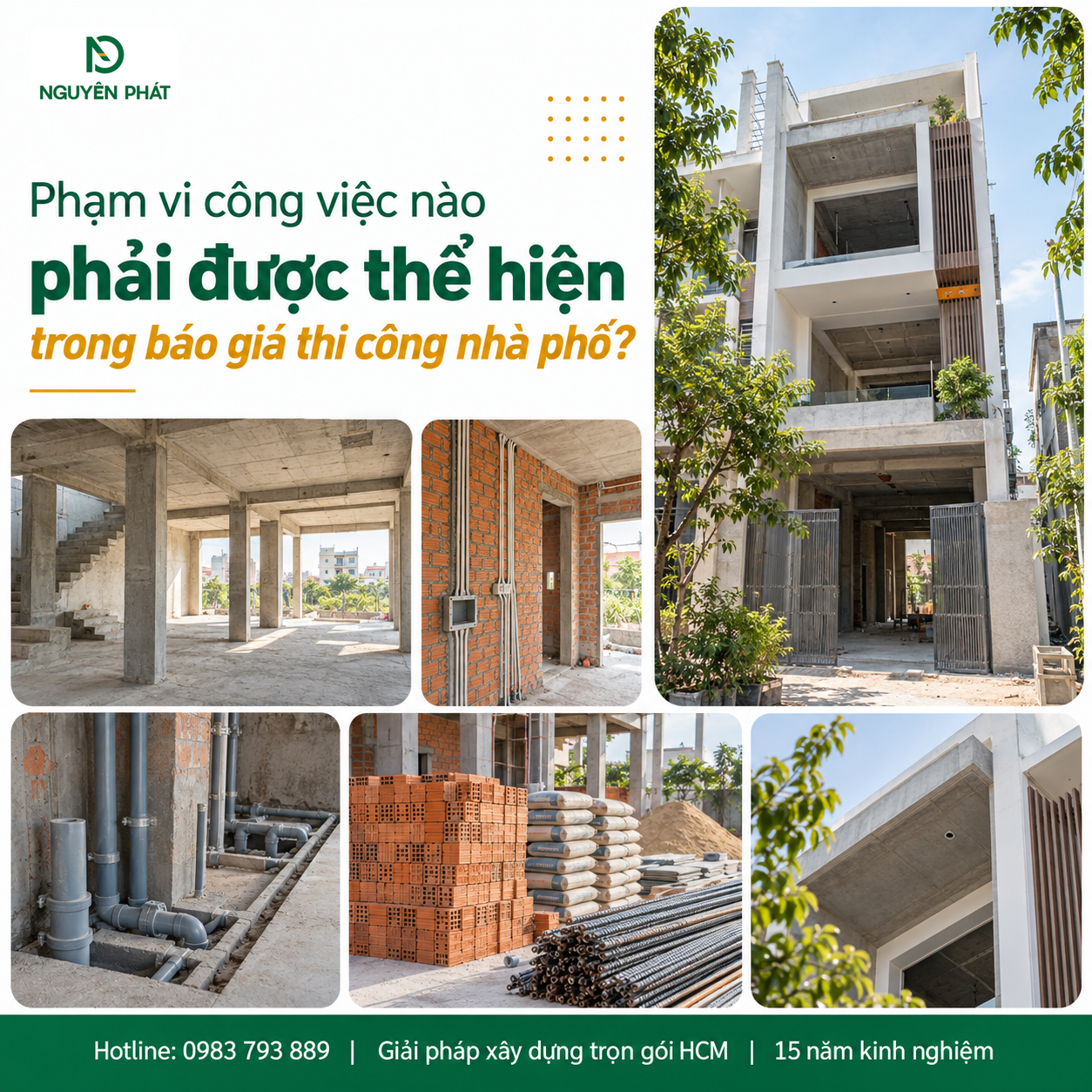 Phạm vi công việc trong báo giá thi công nhà phố - Nguyên Phát (NP Group)