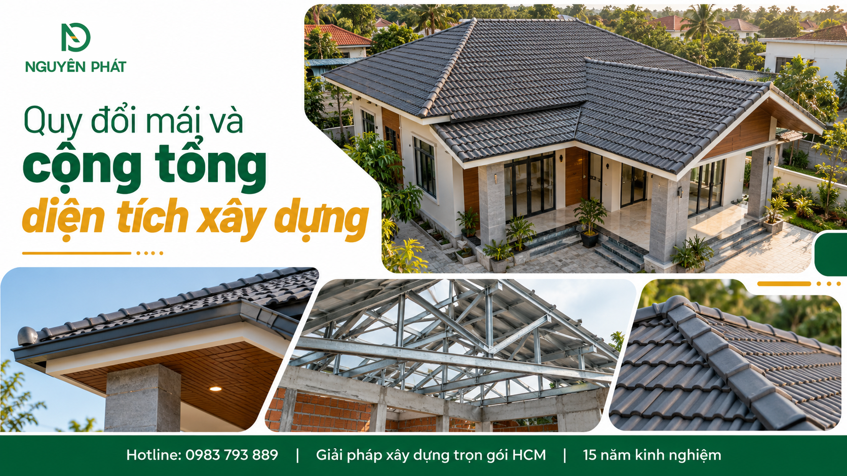Cách quy đổi diện tích mái và tính tổng diện tích xây dựng nhà cấp 4 - Nguyên Phát (NP Group)