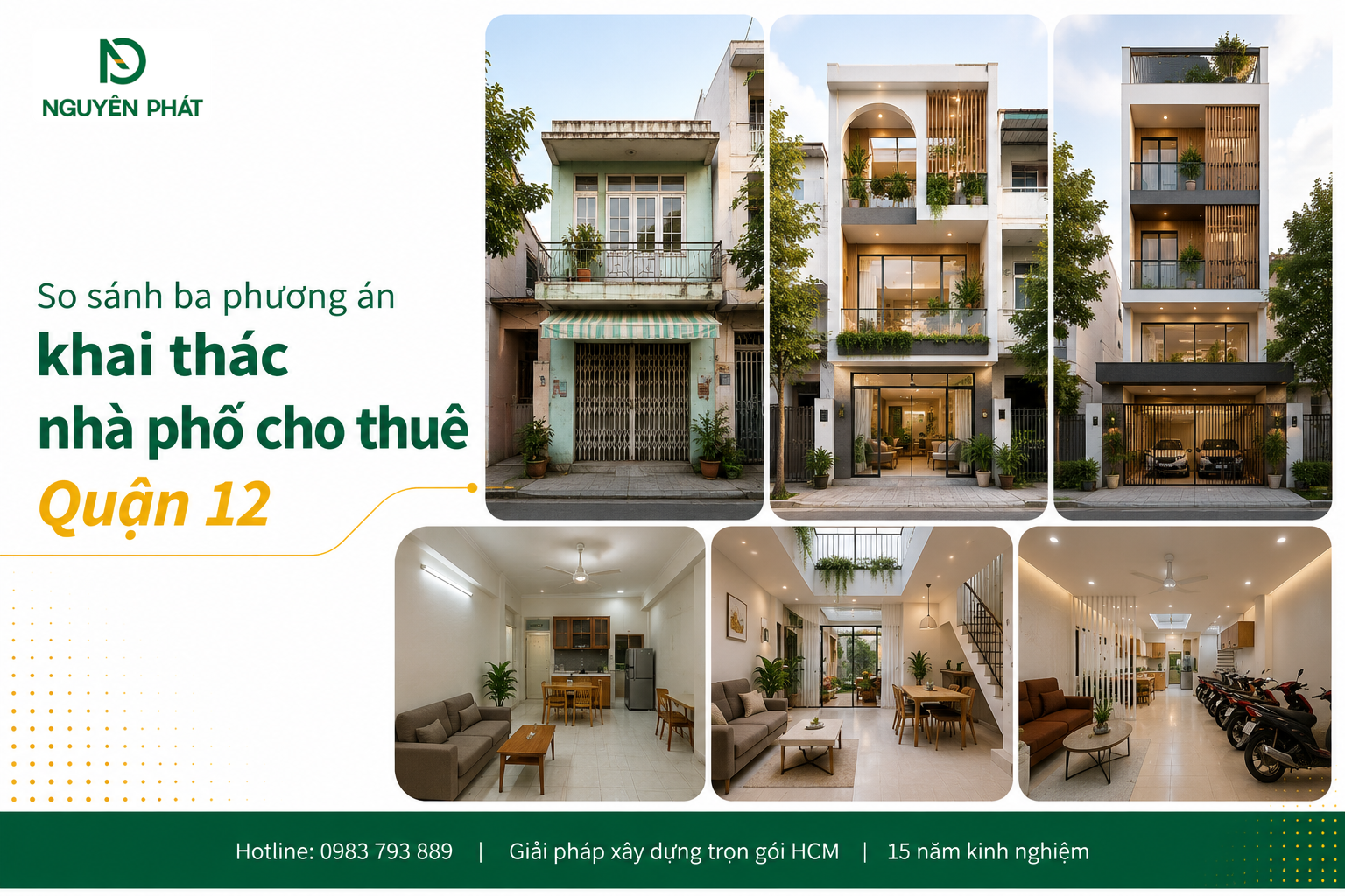So sánh ba phương án khai thác nhà phố cho thuê Quận 12