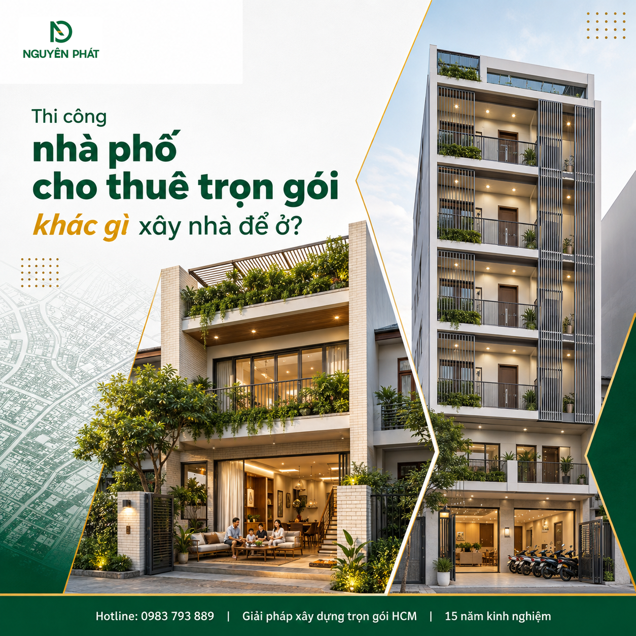 Thi công nhà phố cho thuê trọn gói khác gì xây nhà để ở?