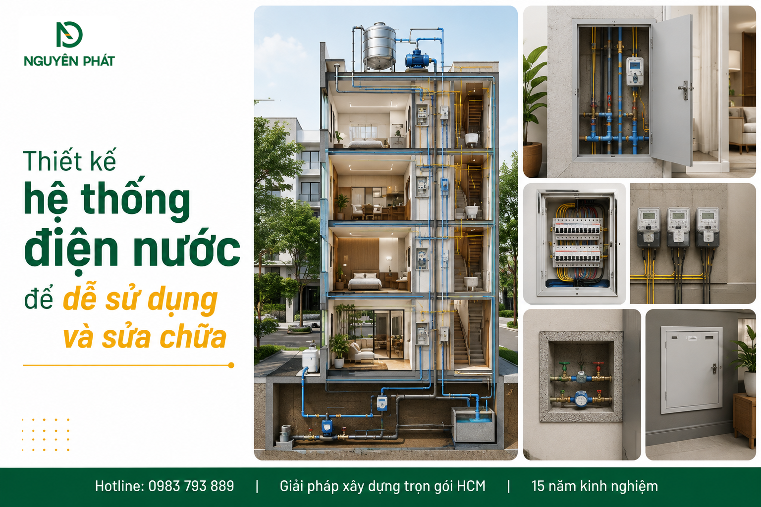 Thiết kế hệ thống điện nước để dễ sử dụng và sửa chữa
