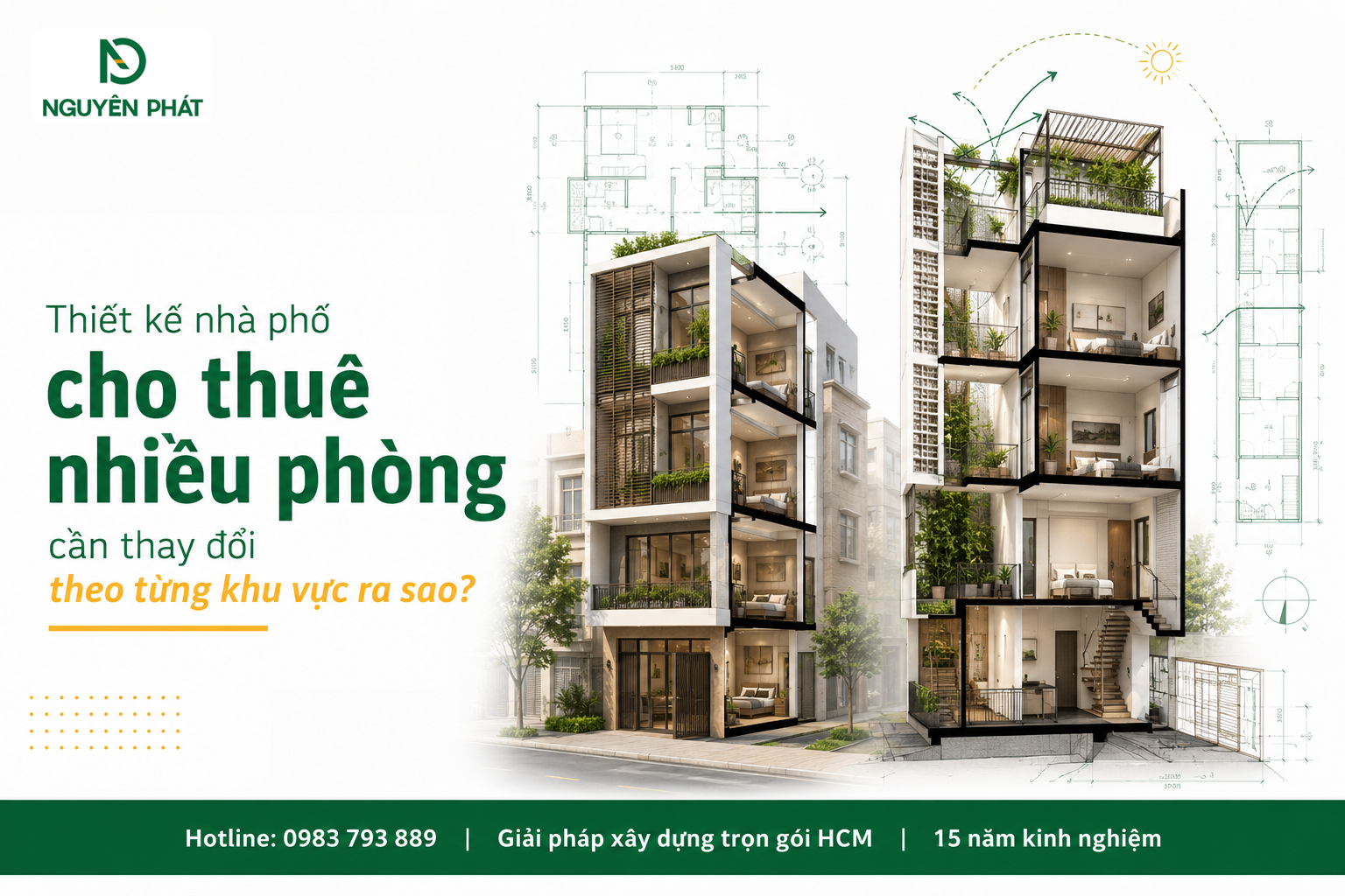 Thiết kế nhà phố cho thuê nhiều phòng cần thay đổi theo từng khu vực ra sao?