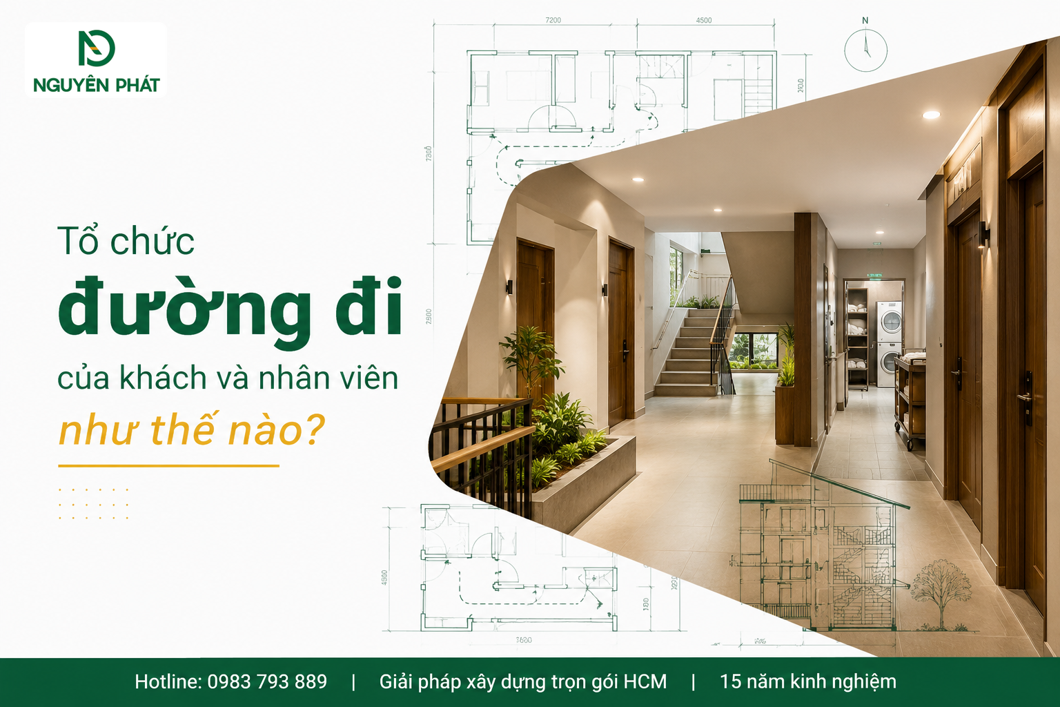 Tổ chức đường đi của khách và nhân viên như thế nào?
