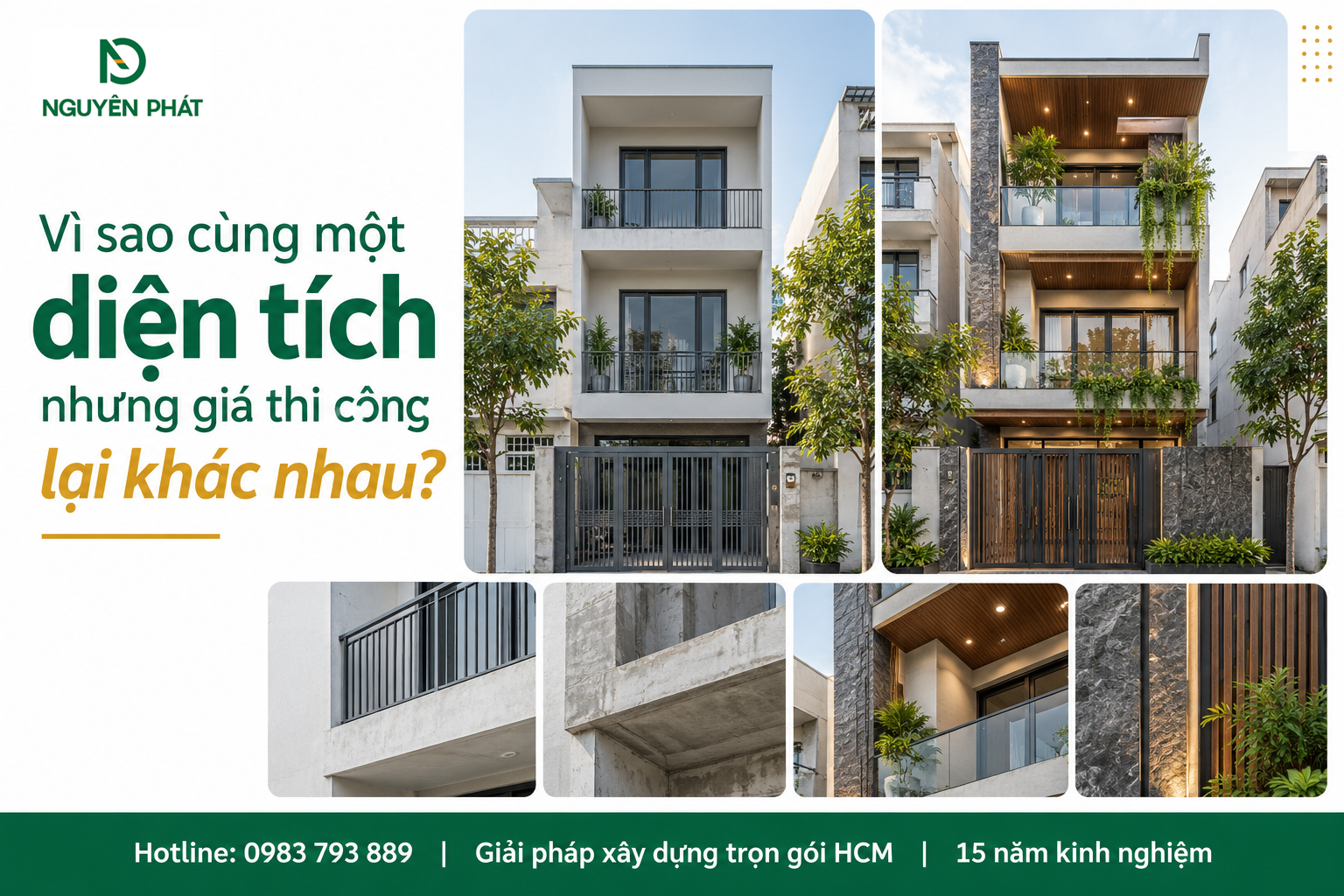So sánh chi phí thi công nhà phố cùng diện tích khác nhau - Nguyên Phát (NP Group)