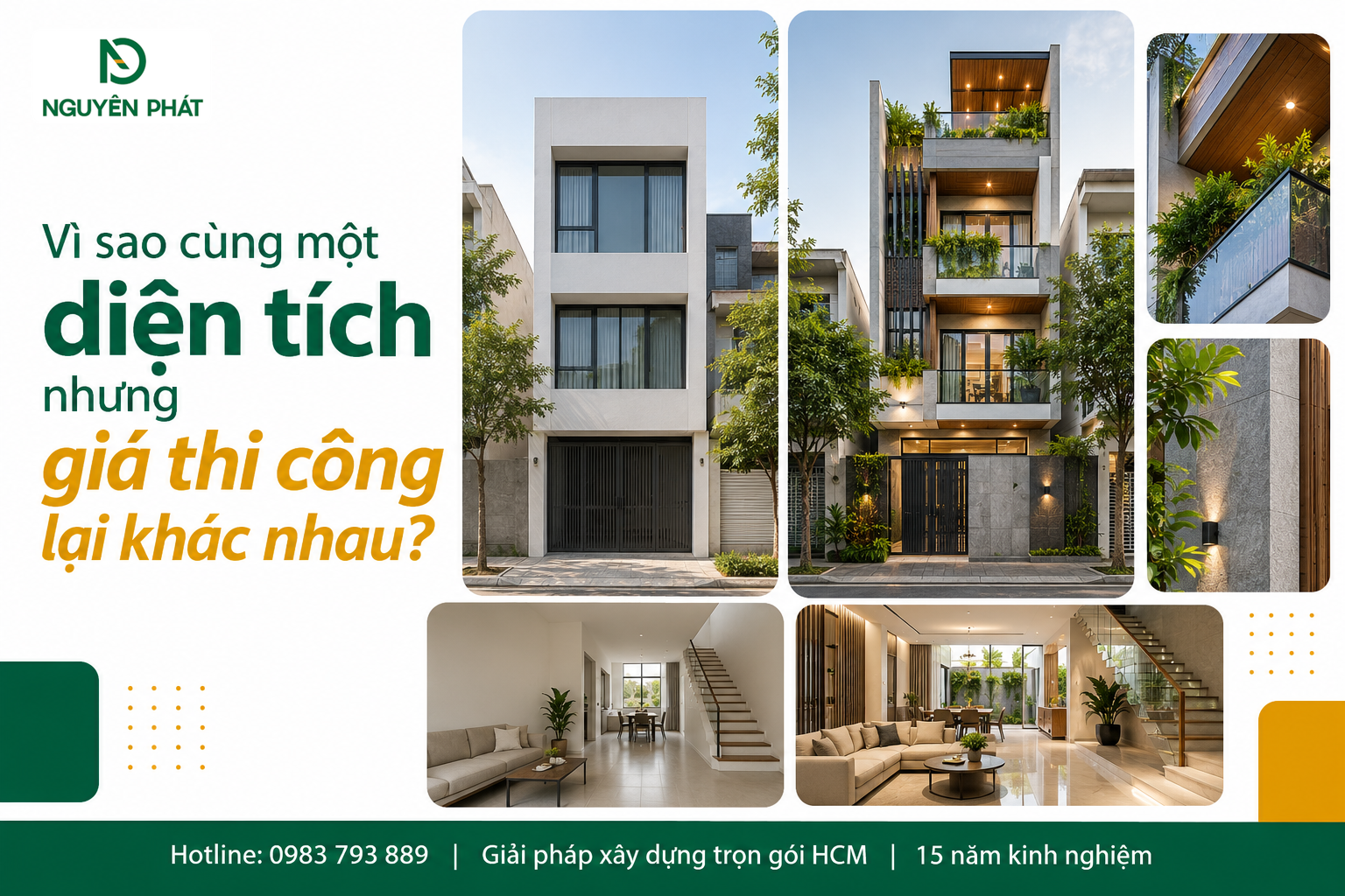 So sánh giá thi công nhà phố cùng diện tích khác nhau - Nguyên Phát (NP Group)