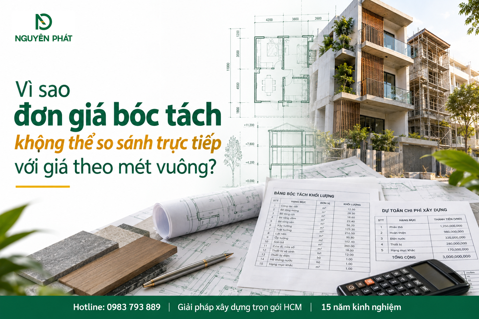 So sánh đơn giá bóc tách và giá xây dựng theo mét vuông - Nguyên Phát (NP Group)