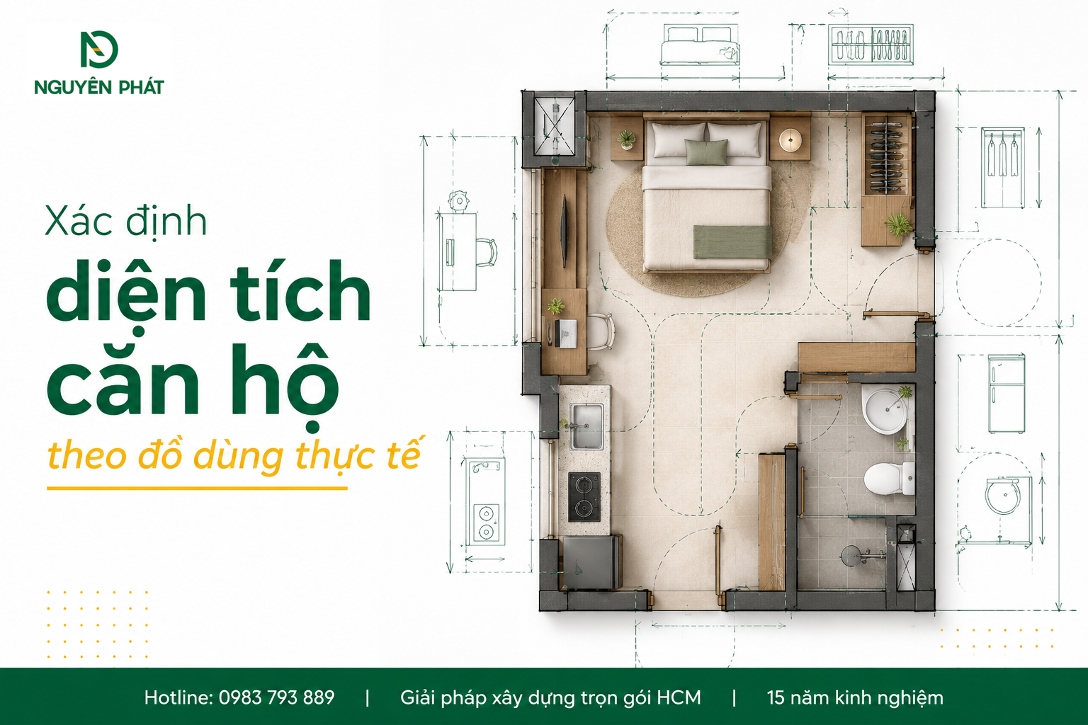 Xác định diện tích căn hộ theo đồ dùng thực tế