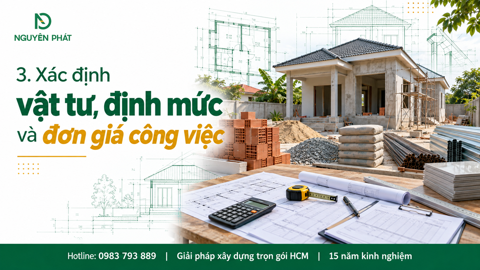 Xác định vật tư định mức và đơn giá thi công nhà cấp 4 - Nguyên Phát (NP Group)