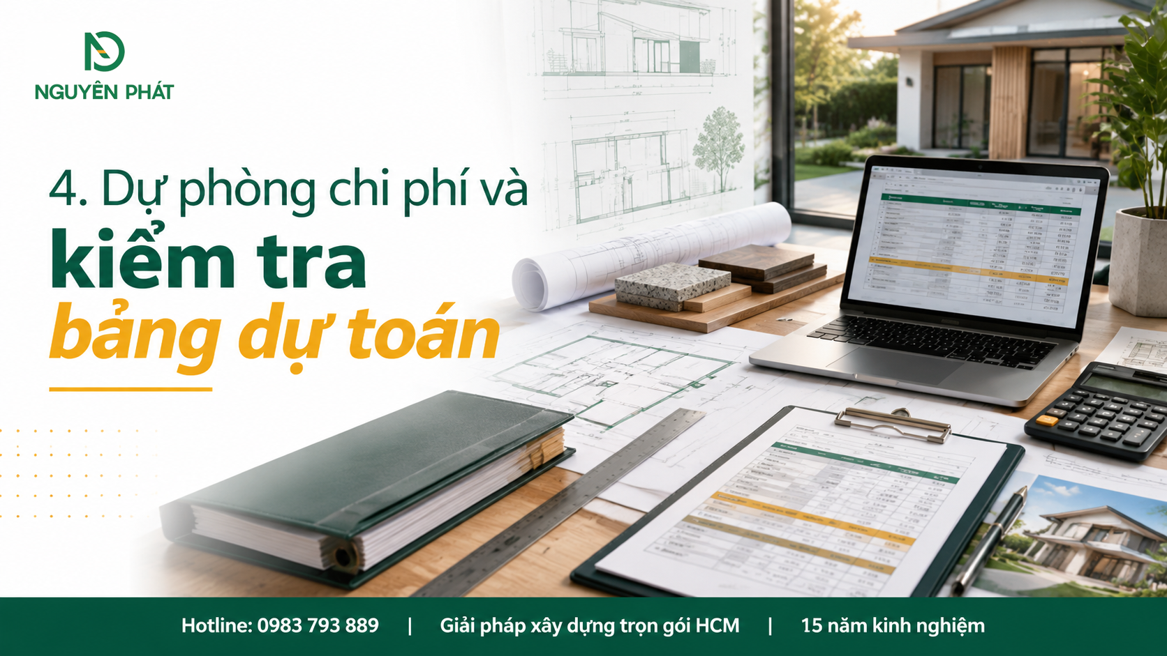 Dự phòng chi phí và kiểm tra bảng dự toán xây nhà cấp 4 - Nguyên Phát (NP Group)