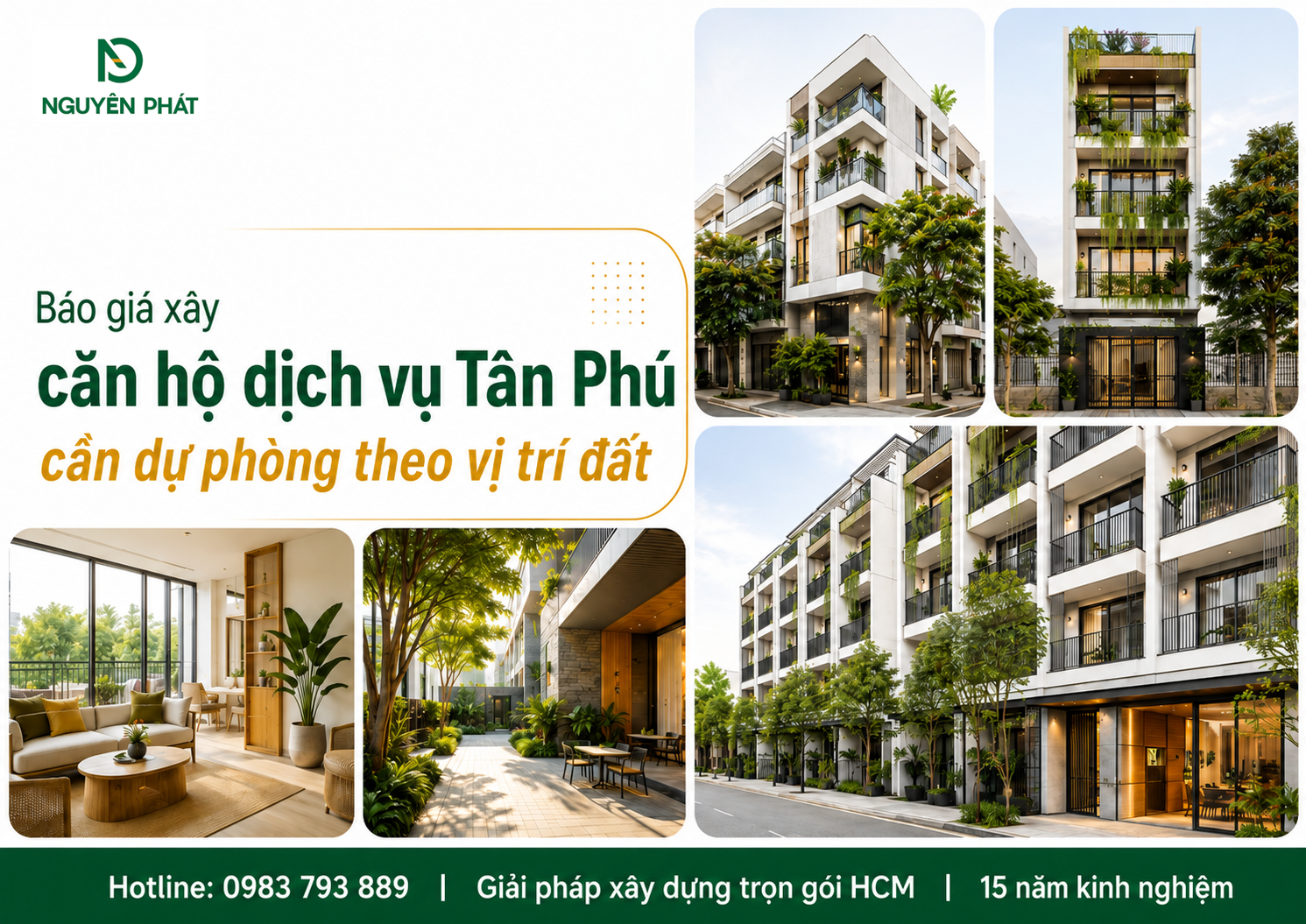 Báo giá xây căn hộ dịch vụ Tân Phú cần dự phòng theo vị trí đất