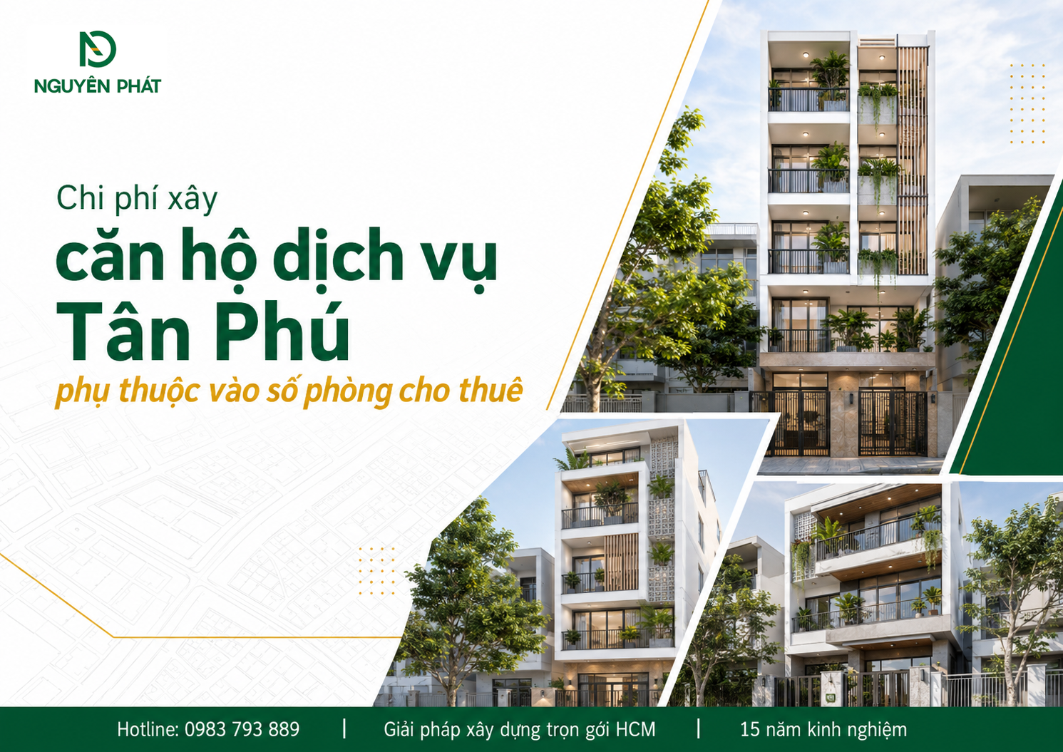 Chi phí xây căn hộ dịch vụ Tân Phú phụ thuộc vào số phòng cho thuê