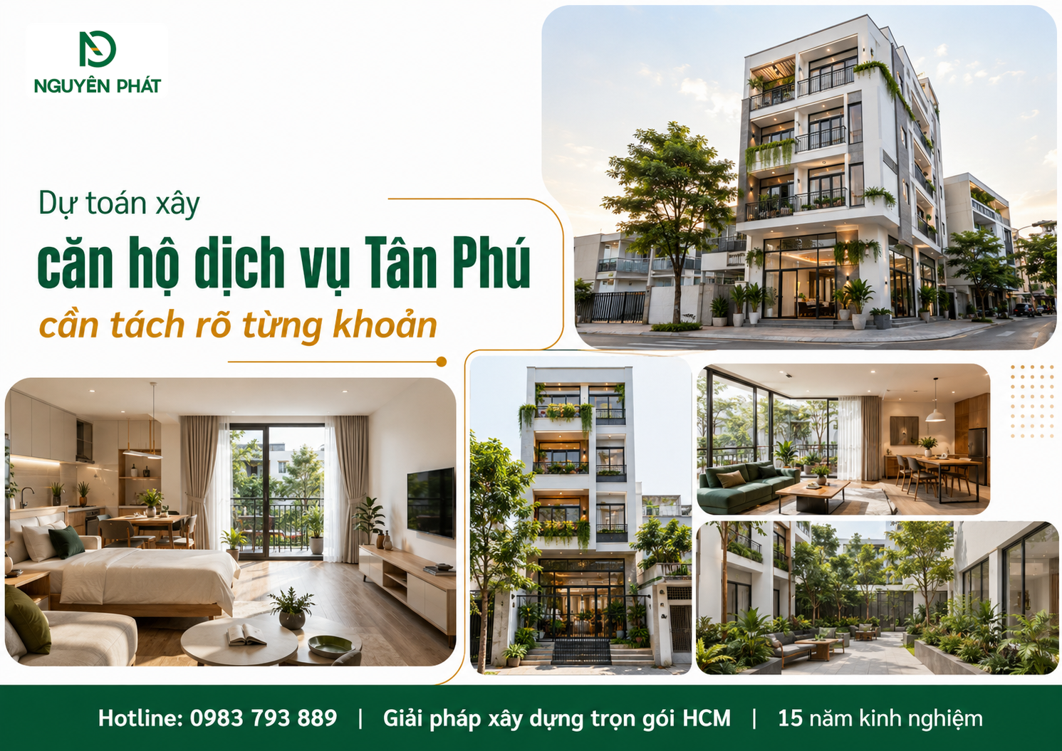 Dự toán xây căn hộ dịch vụ Tân Phú cần tách rõ từng khoản